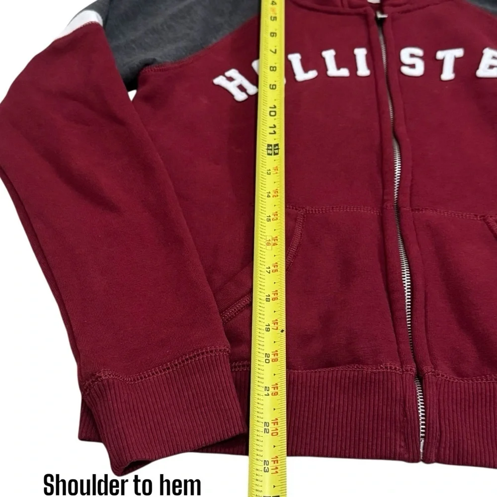 Hollister Y2K Spellout Zipper Hooded‎ Jacket Academia College Size M